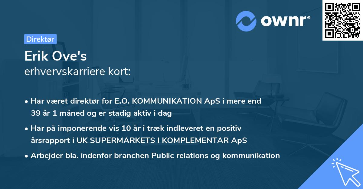 Erik Ove's erhvervskarriere kort