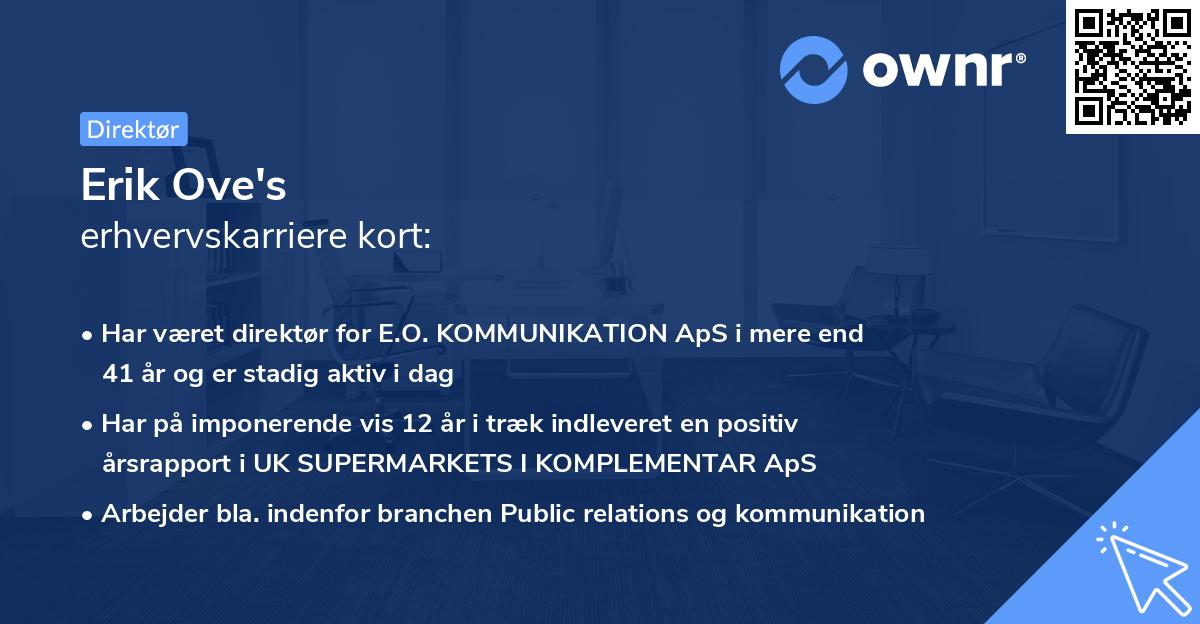 Erik Ove's erhvervskarriere kort