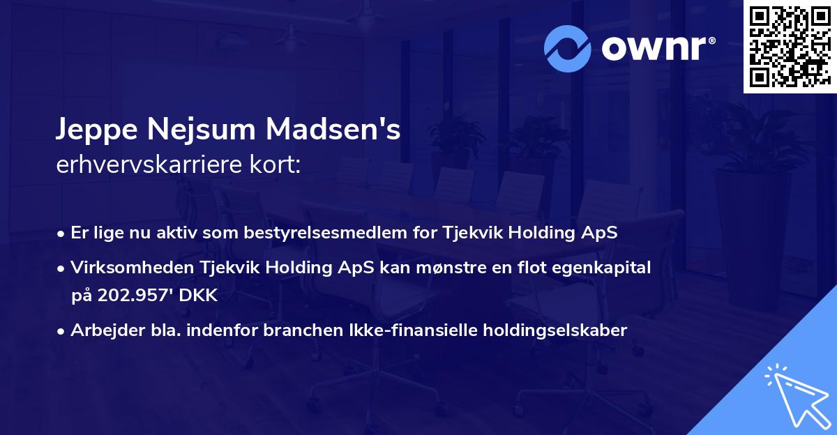 Jeppe Nejsum Madsen's erhvervskarriere kort