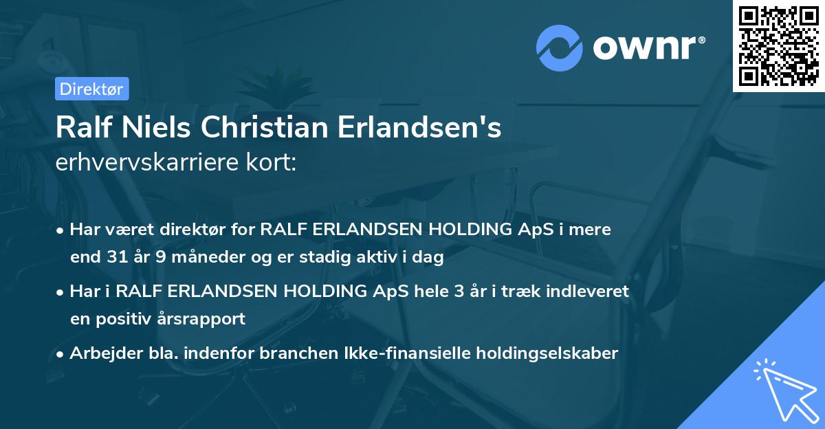Ralf Niels Christian Erlandsen's erhvervskarriere kort