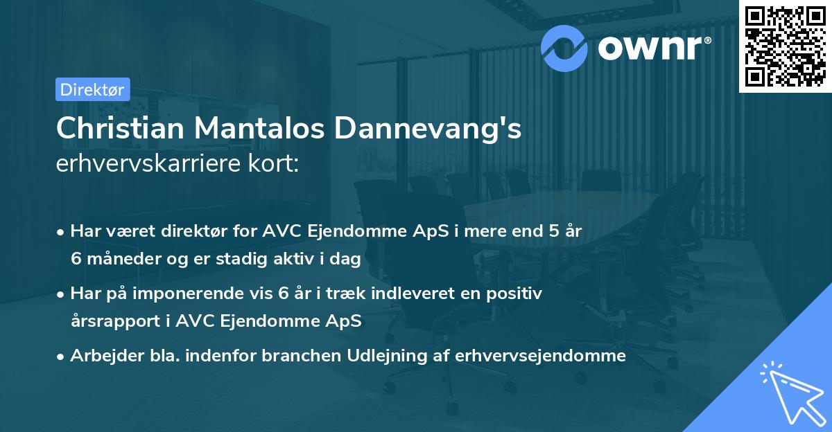 Christian Mantalos Dannevang's erhvervskarriere kort