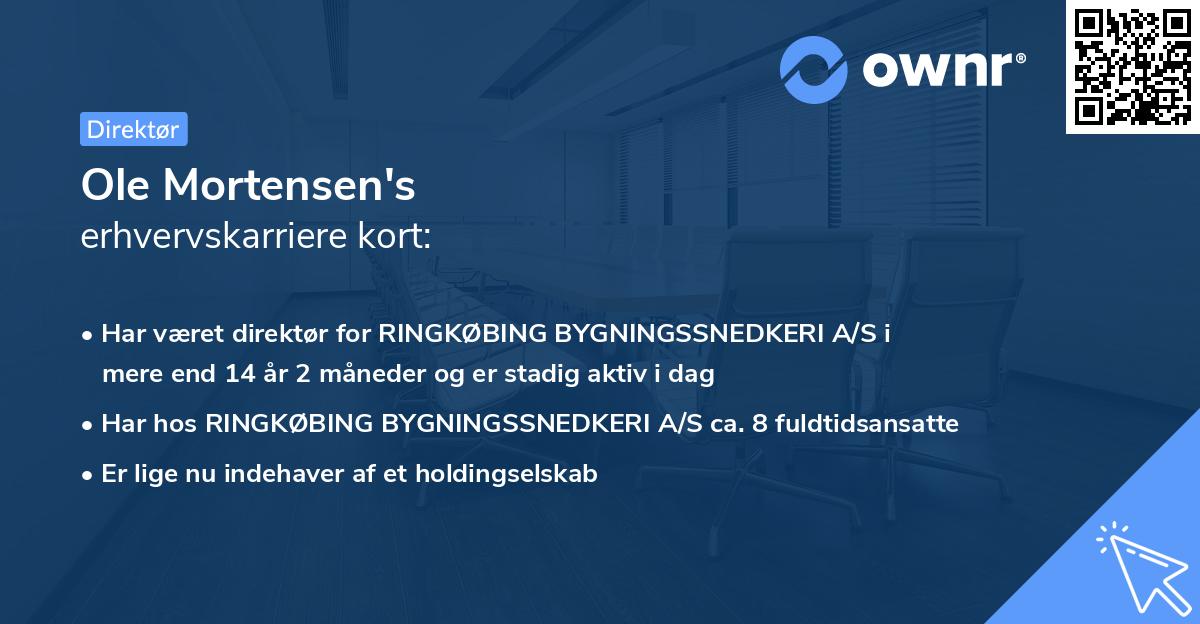 Ole Mortensen's erhvervskarriere kort