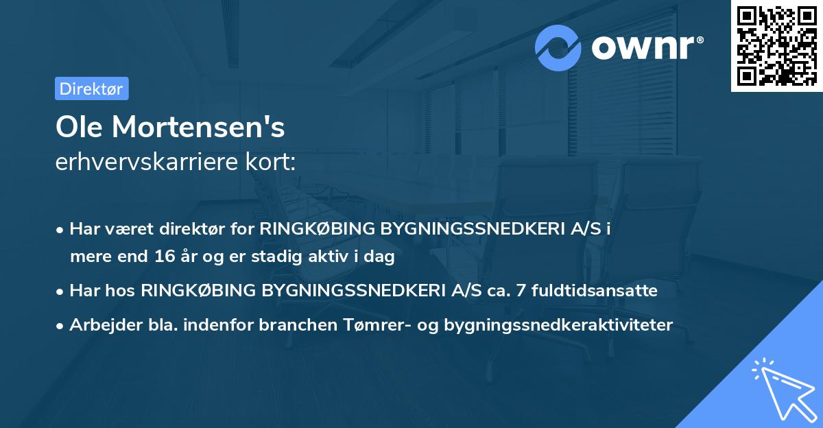 Ole Mortensen's erhvervskarriere kort