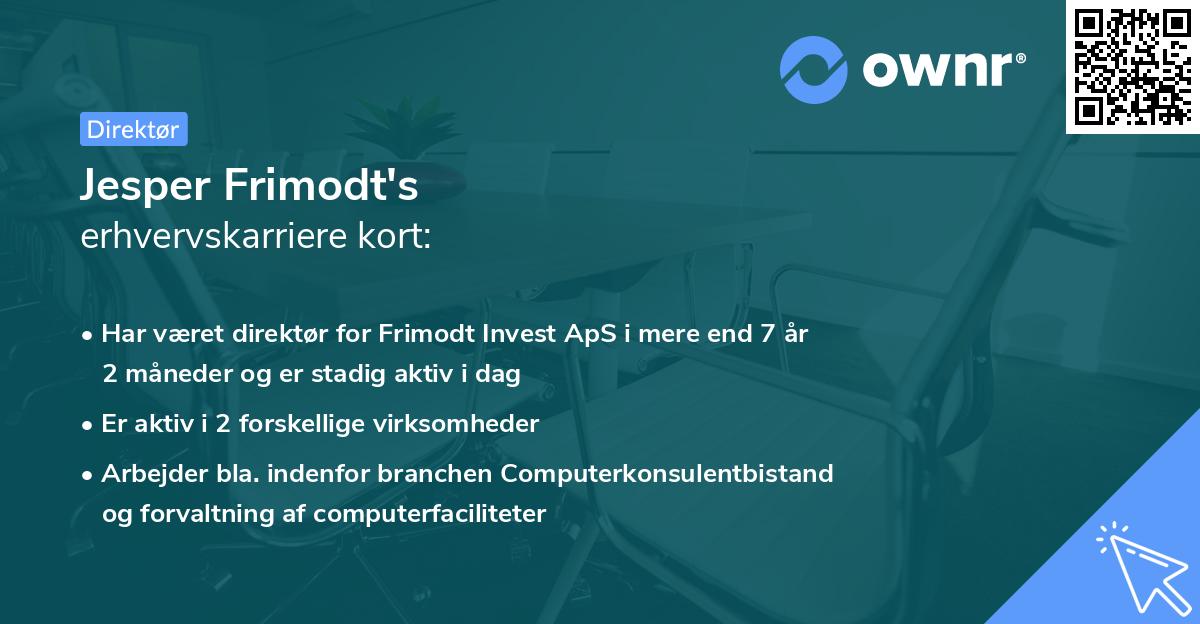 Jesper Frimodt's erhvervskarriere kort