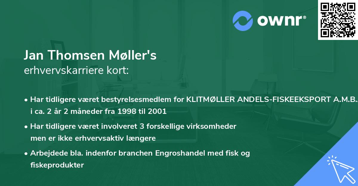 Jan Thomsen Møller's erhvervskarriere kort