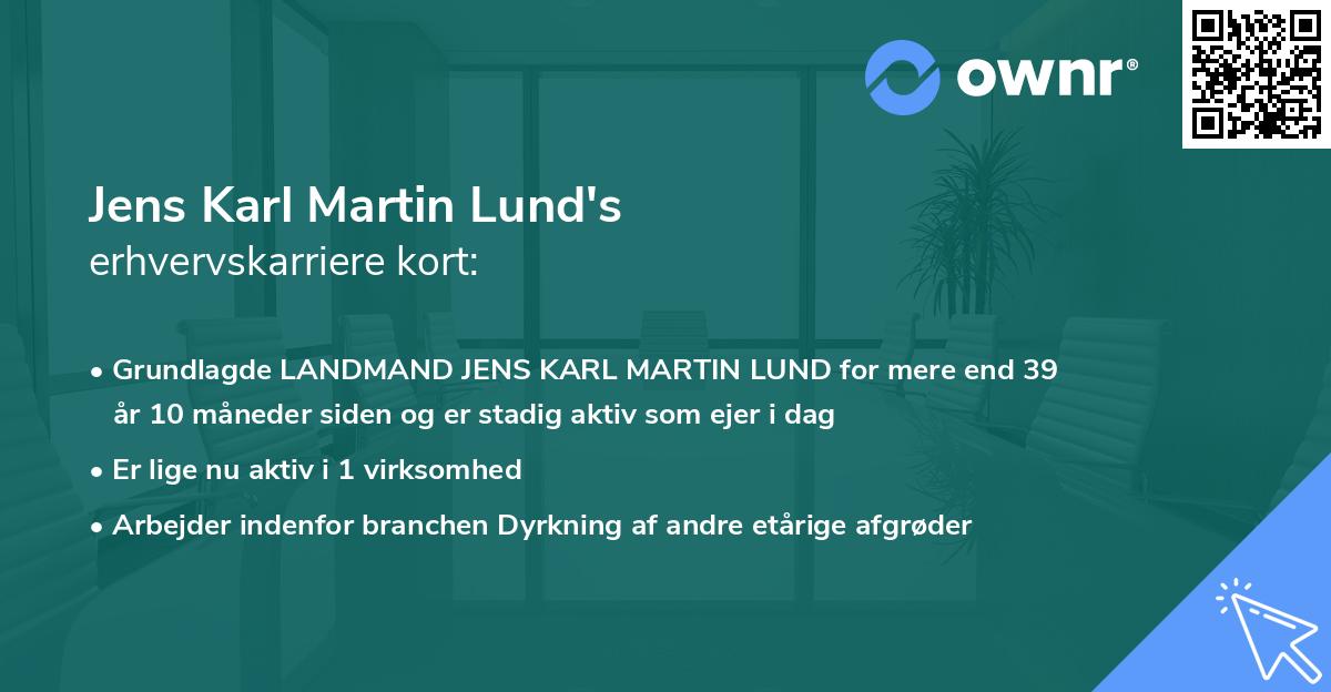 Jens Karl Martin Lund's erhvervskarriere kort