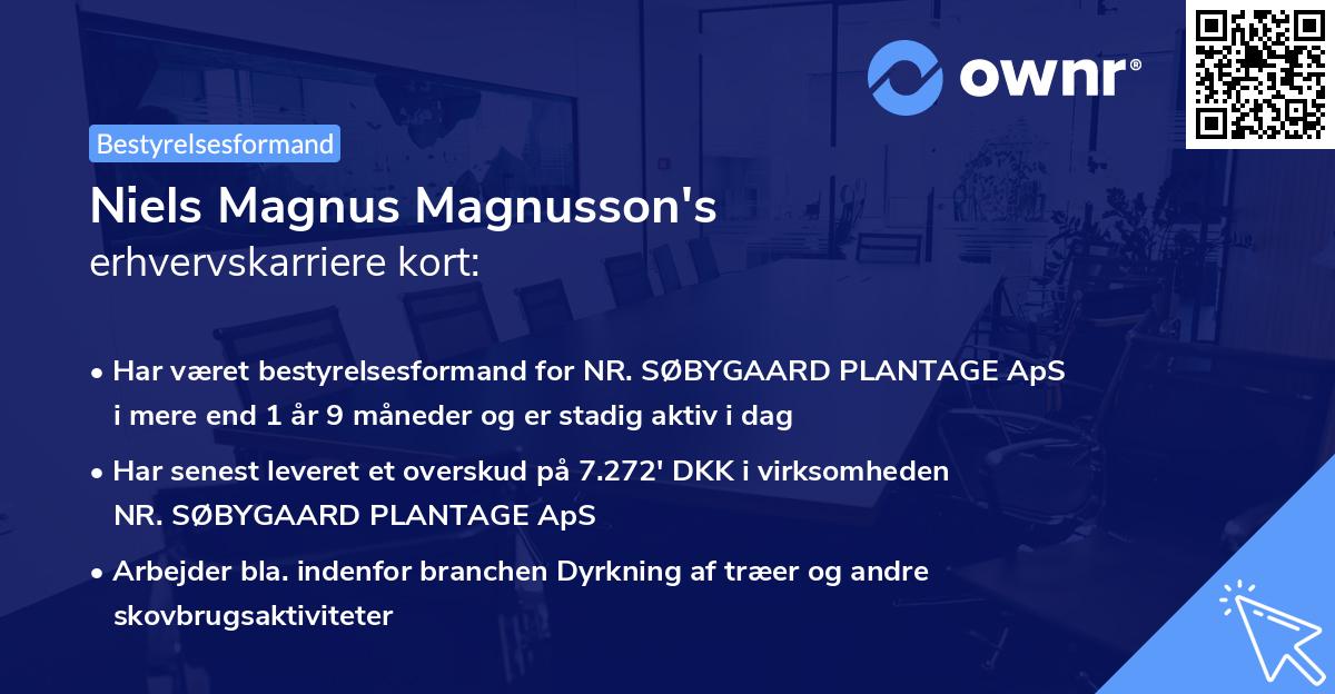 Niels Magnus Magnusson's erhvervskarriere kort