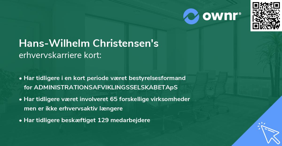 Hans-Wilhelm Christensen's erhvervskarriere kort