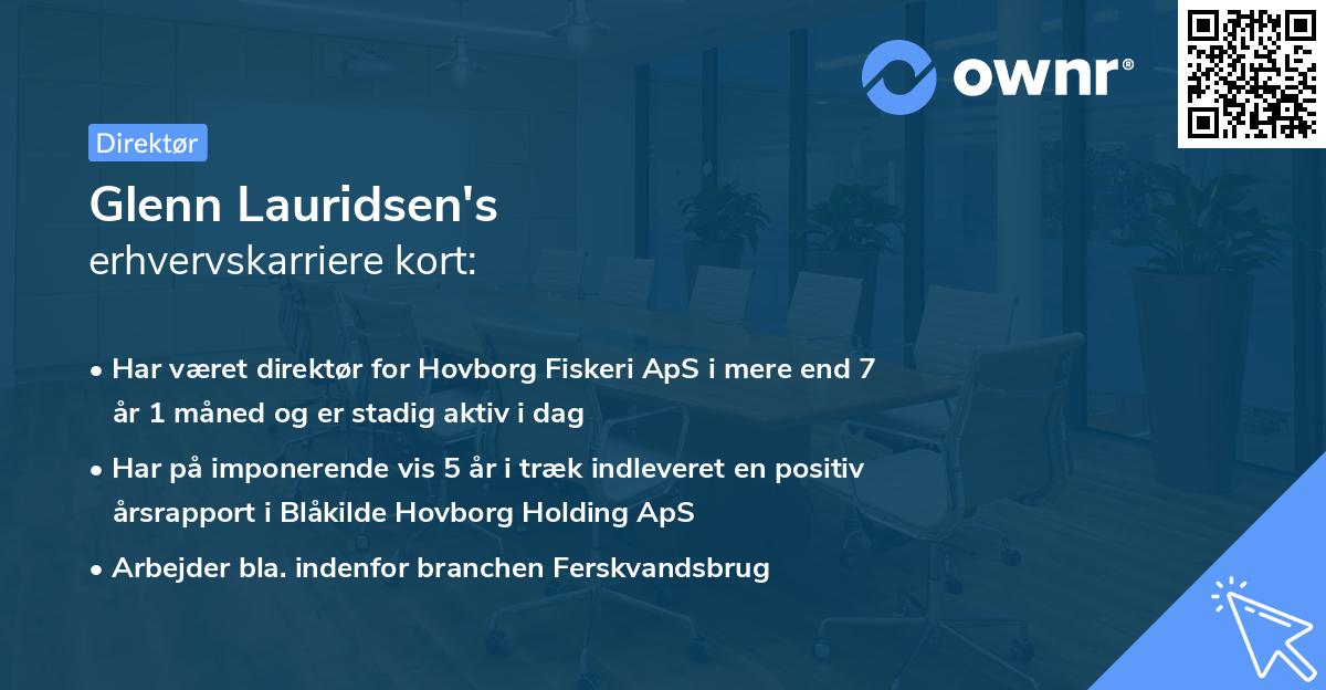 Glenn Lauridsen's erhvervskarriere kort