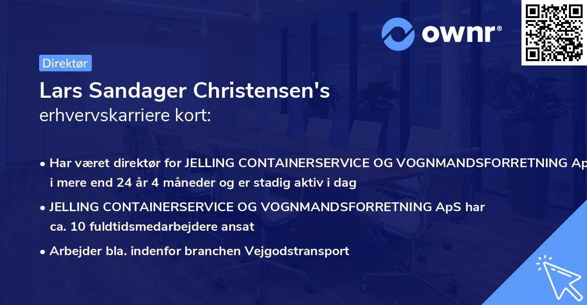Lars Sandager Christensen's erhvervskarriere kort