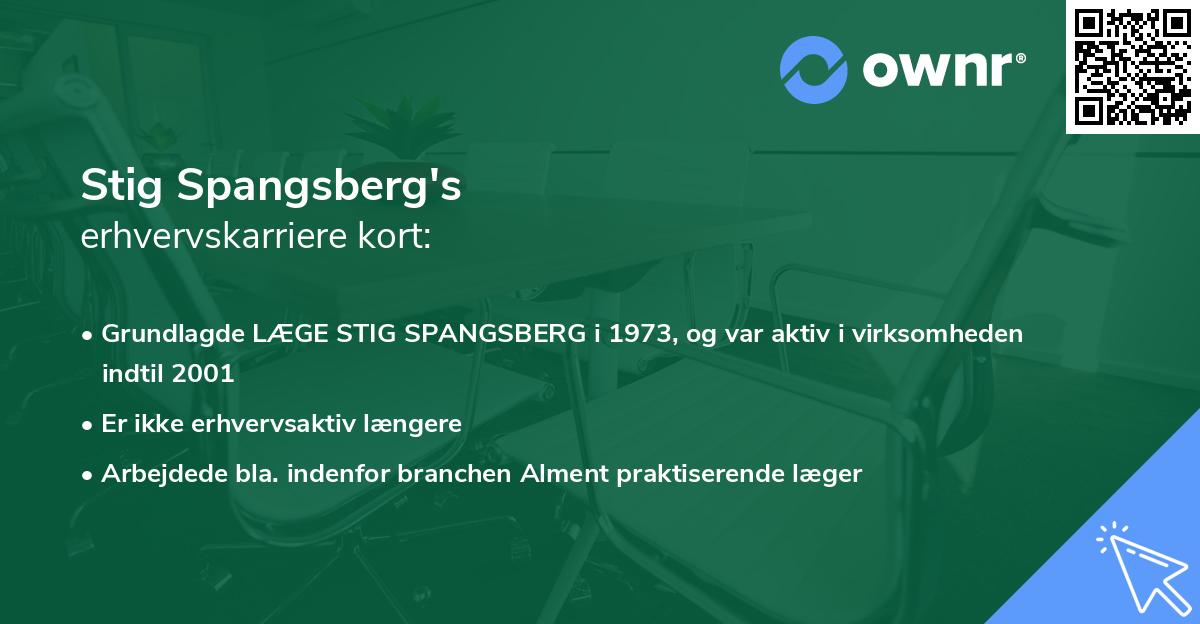 Stig Spangsberg's erhvervskarriere kort