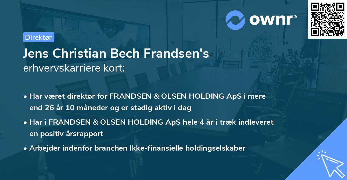 Jens Christian Bech Frandsen's erhvervskarriere kort