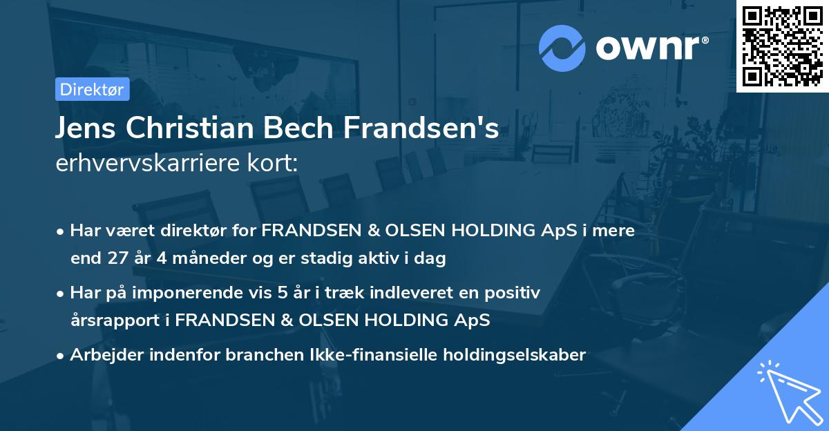 Jens Christian Bech Frandsen's erhvervskarriere kort