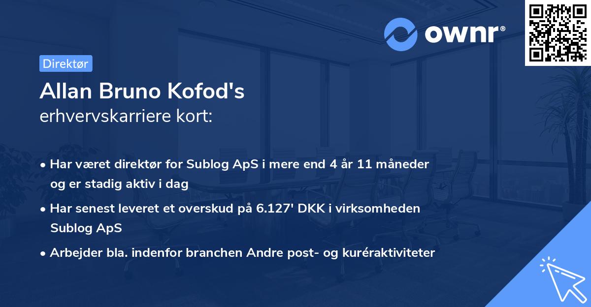 Allan Bruno Kofod's erhvervskarriere kort
