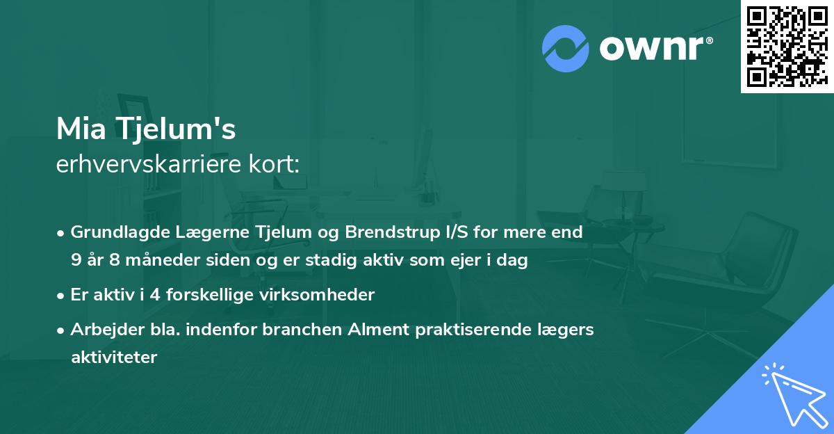 Mia Tjelum's erhvervskarriere kort