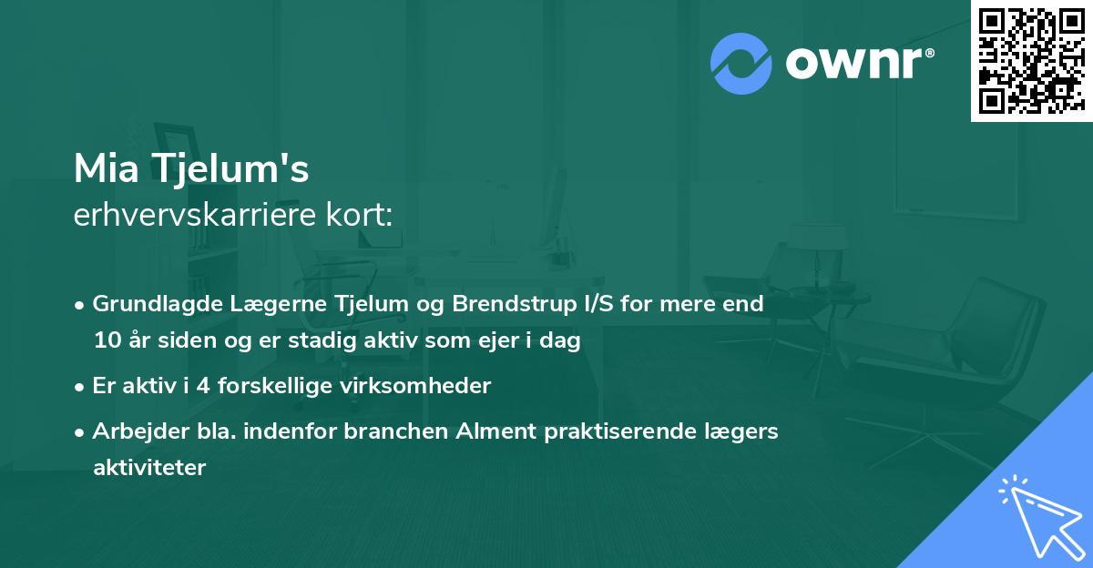 Mia Tjelum's erhvervskarriere kort