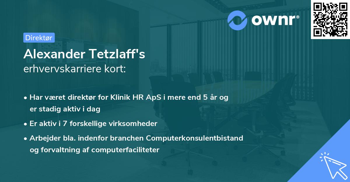 Alexander Tetzlaff's erhvervskarriere kort