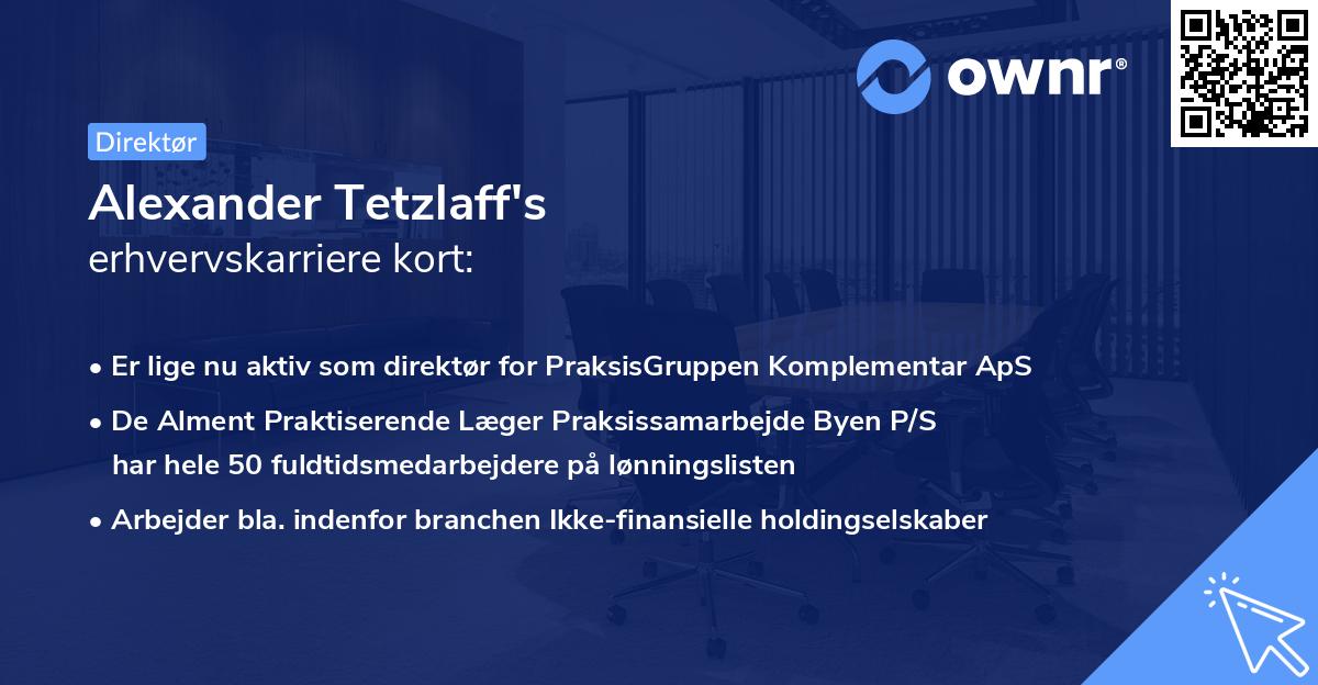 Alexander Tetzlaff's erhvervskarriere kort