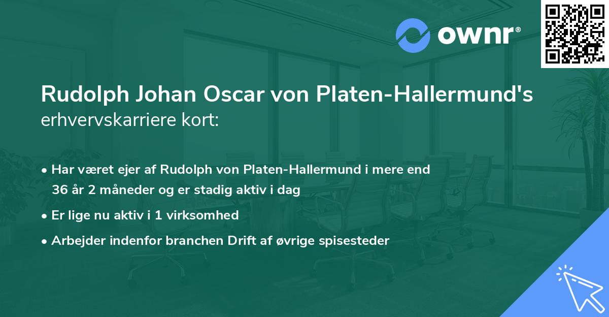 Rudolph Johan Oscar von Platen-Hallermund's erhvervskarriere kort