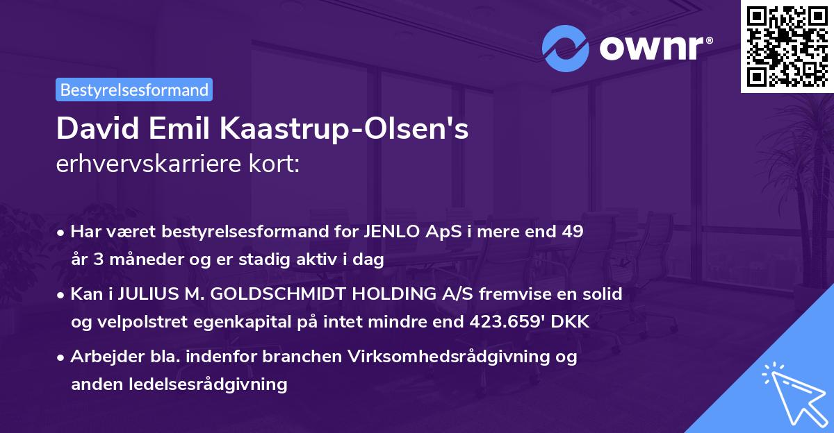 David Emil Kaastrup-Olsen's erhvervskarriere kort