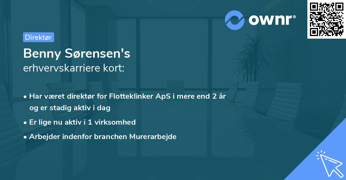 Benny Sørensen's erhvervskarriere kort