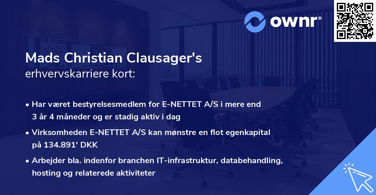 Mads Christian Clausager's erhvervskarriere kort
