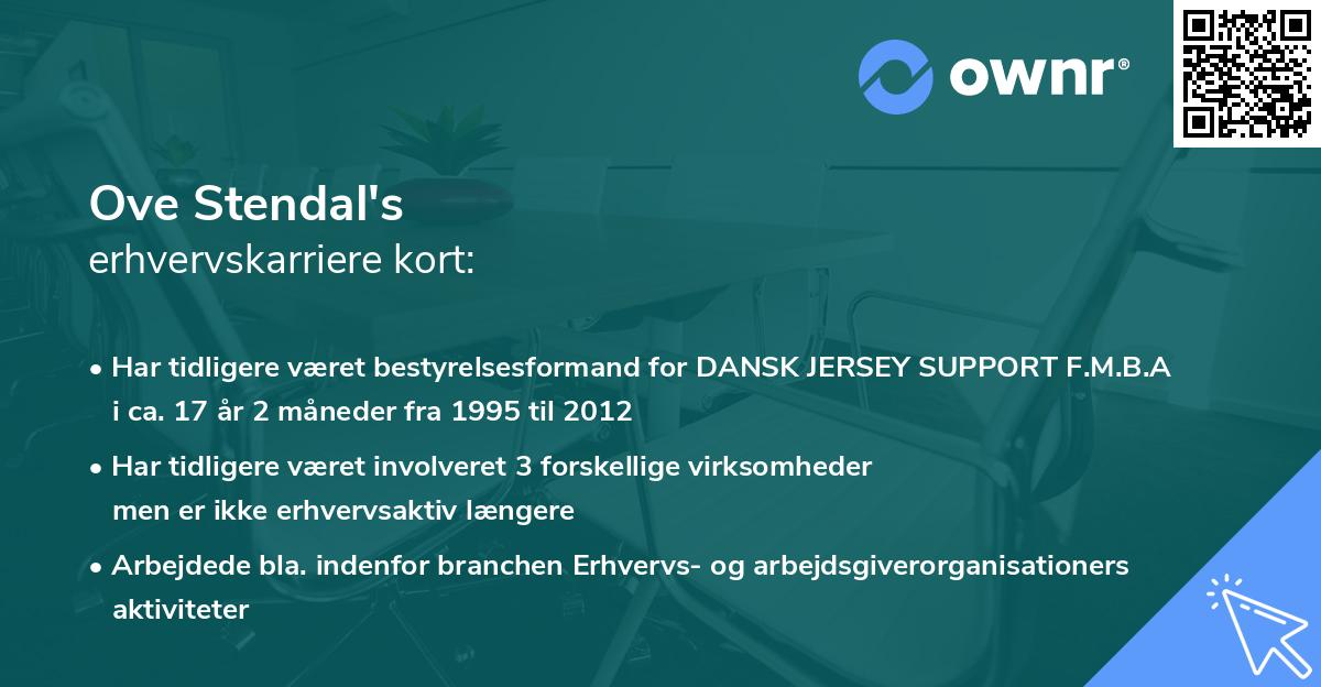 Ove Stendal's erhvervskarriere kort