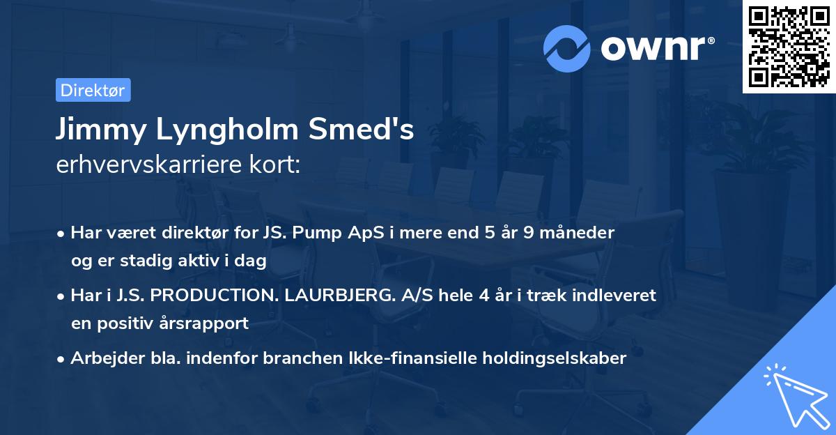 Jimmy Lyngholm Smed's erhvervskarriere kort