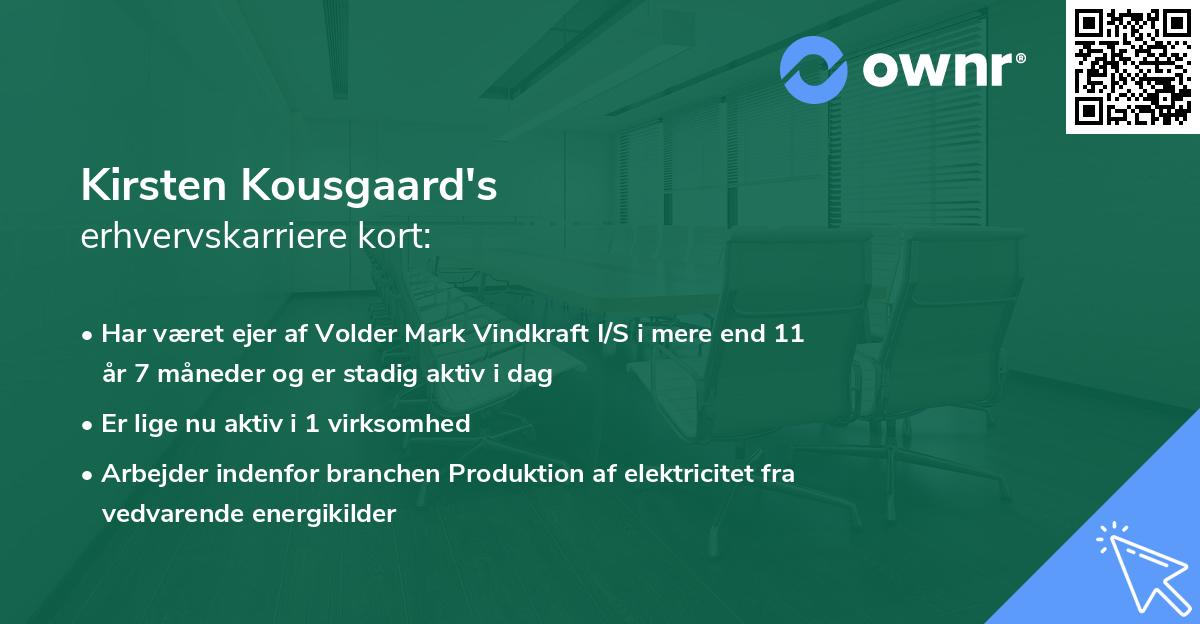 Kirsten Kousgaard's erhvervskarriere kort