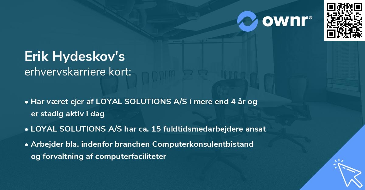 Erik Hydeskov's erhvervskarriere kort