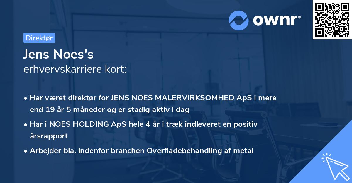 Jens Noes's erhvervskarriere kort