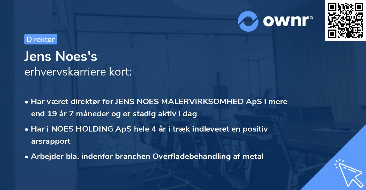 Jens Noes's erhvervskarriere kort
