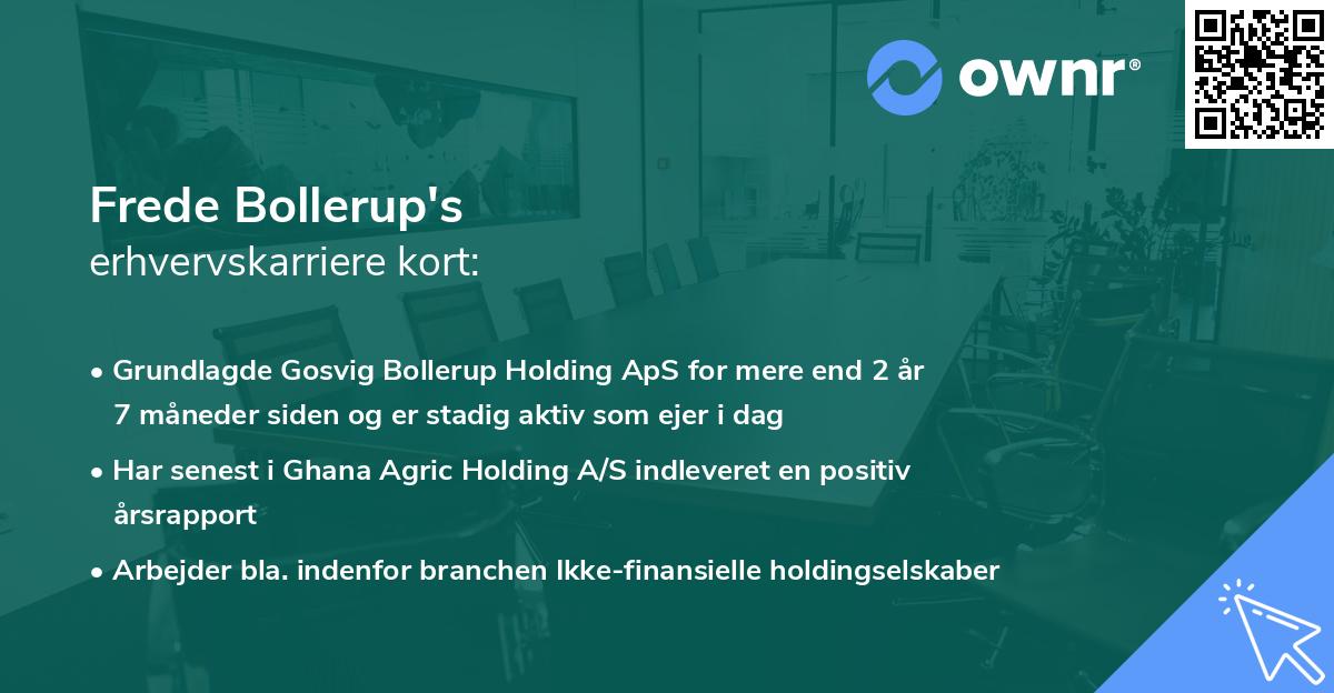 Frede Bollerup's erhvervskarriere kort