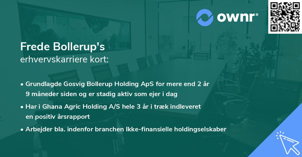 Frede Bollerup's erhvervskarriere kort