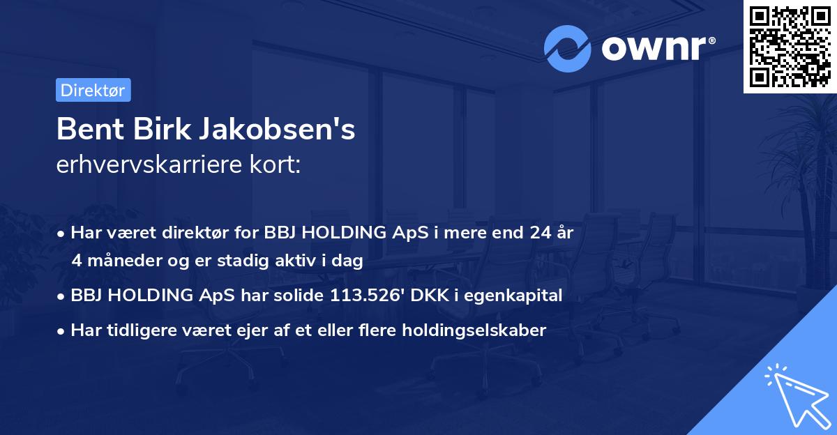 Bent Birk Jakobsen's erhvervskarriere kort