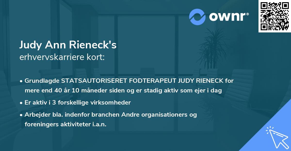 Judy Ann Rieneck's erhvervskarriere kort