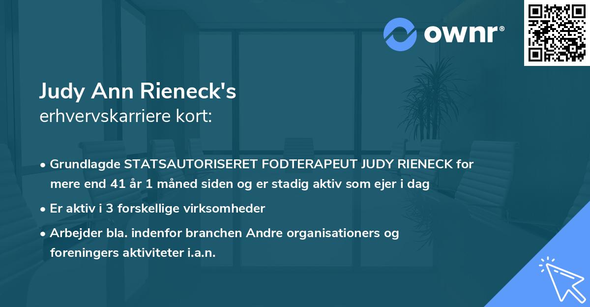 Judy Ann Rieneck's erhvervskarriere kort