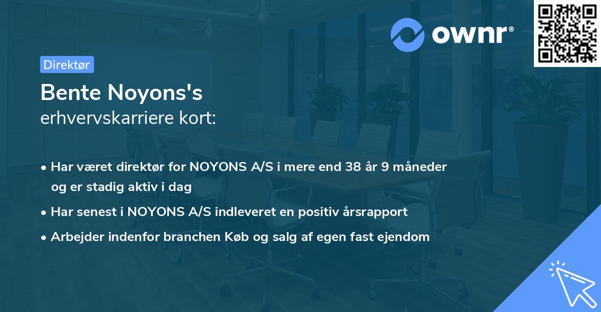Bente Noyons's erhvervskarriere kort