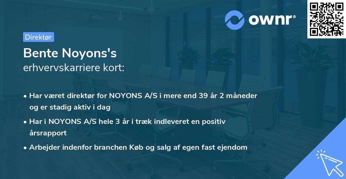 Bente Noyons's erhvervskarriere kort
