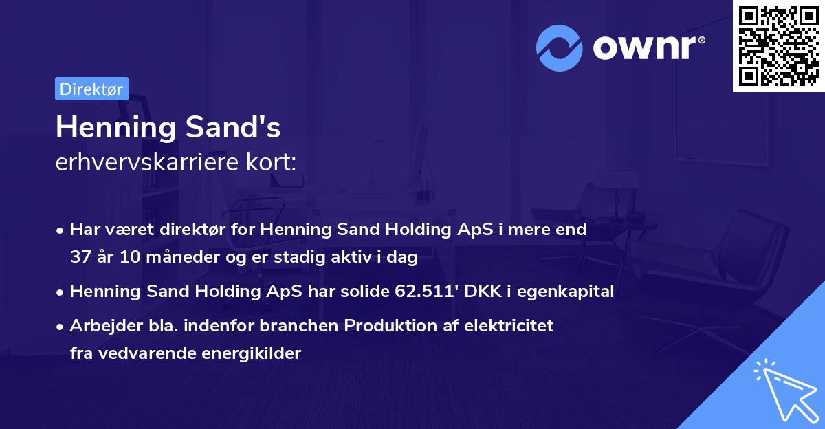 Henning Sand's erhvervskarriere kort