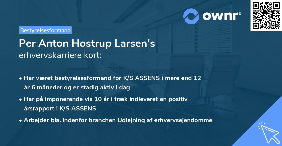 Per Anton Hostrup Larsen's erhvervskarriere kort