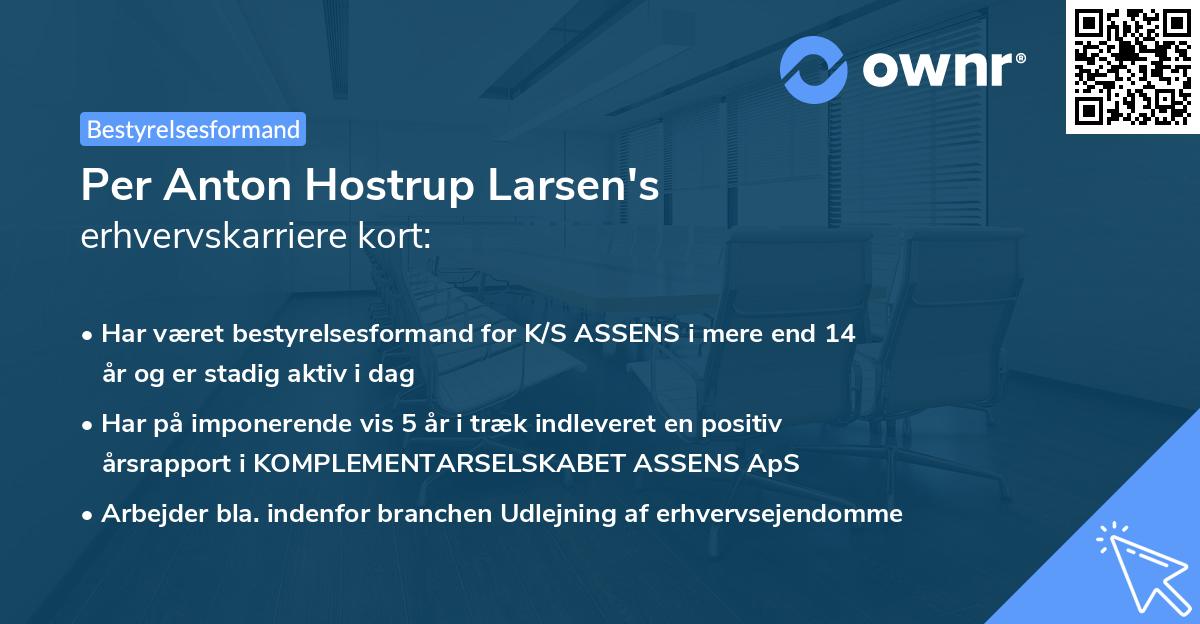 Per Anton Hostrup Larsen's erhvervskarriere kort