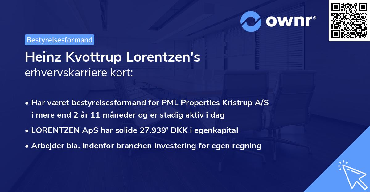 Heinz Kvottrup Lorentzen's erhvervskarriere kort