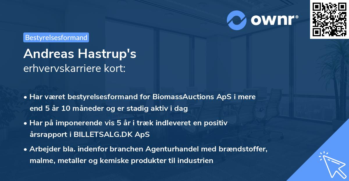 Andreas Hastrup's erhvervskarriere kort