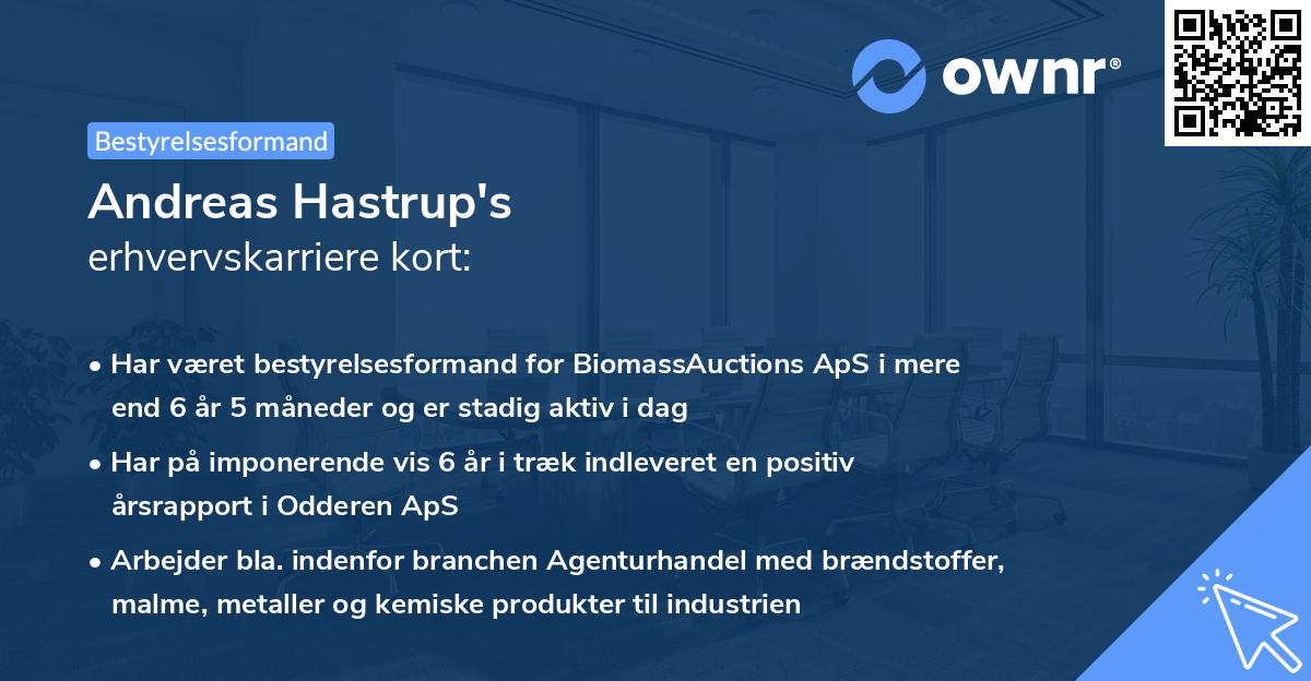 Andreas Hastrup's erhvervskarriere kort