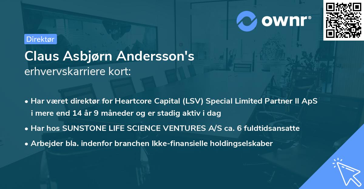 Claus Asbjørn Andersson's erhvervskarriere kort