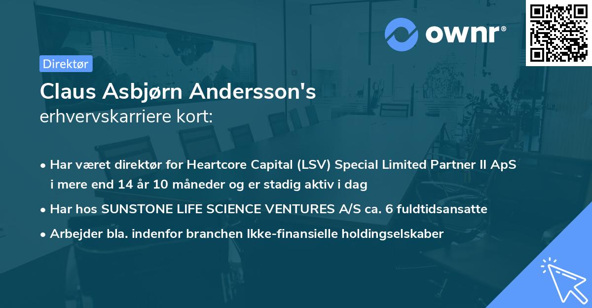 Claus Asbjørn Andersson's erhvervskarriere kort