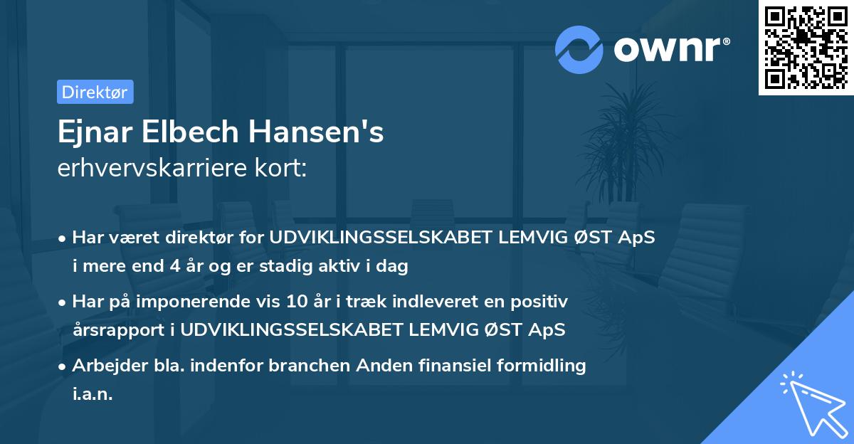 Ejnar Elbech Hansen's erhvervskarriere kort
