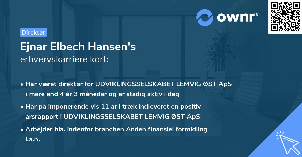 Ejnar Elbech Hansen's erhvervskarriere kort