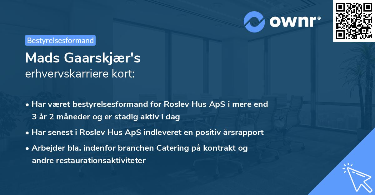 Mads Gaarskjær's erhvervskarriere kort
